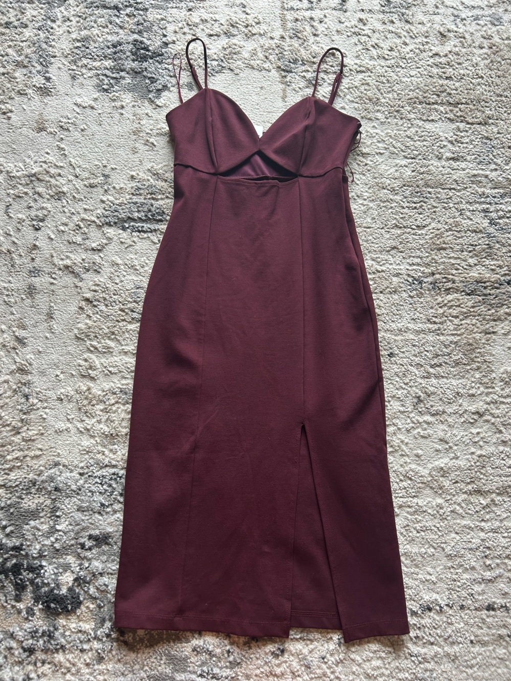 Socialite Burgundy Midi Dress with Spaghetti Straps